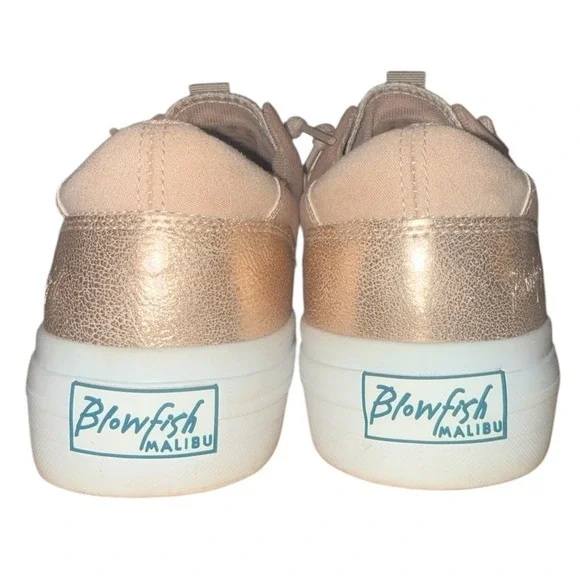 Blowfish Malibu Pink Suede Rose Gold Accent‎ Platform Sneakers Women - Picture 4 of 10